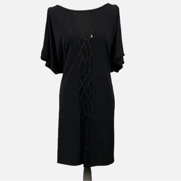 Lundstrom Midi Dress Sequins Cold Shoulder Black Keyhole Size Medium Party - Picture 9 of 9